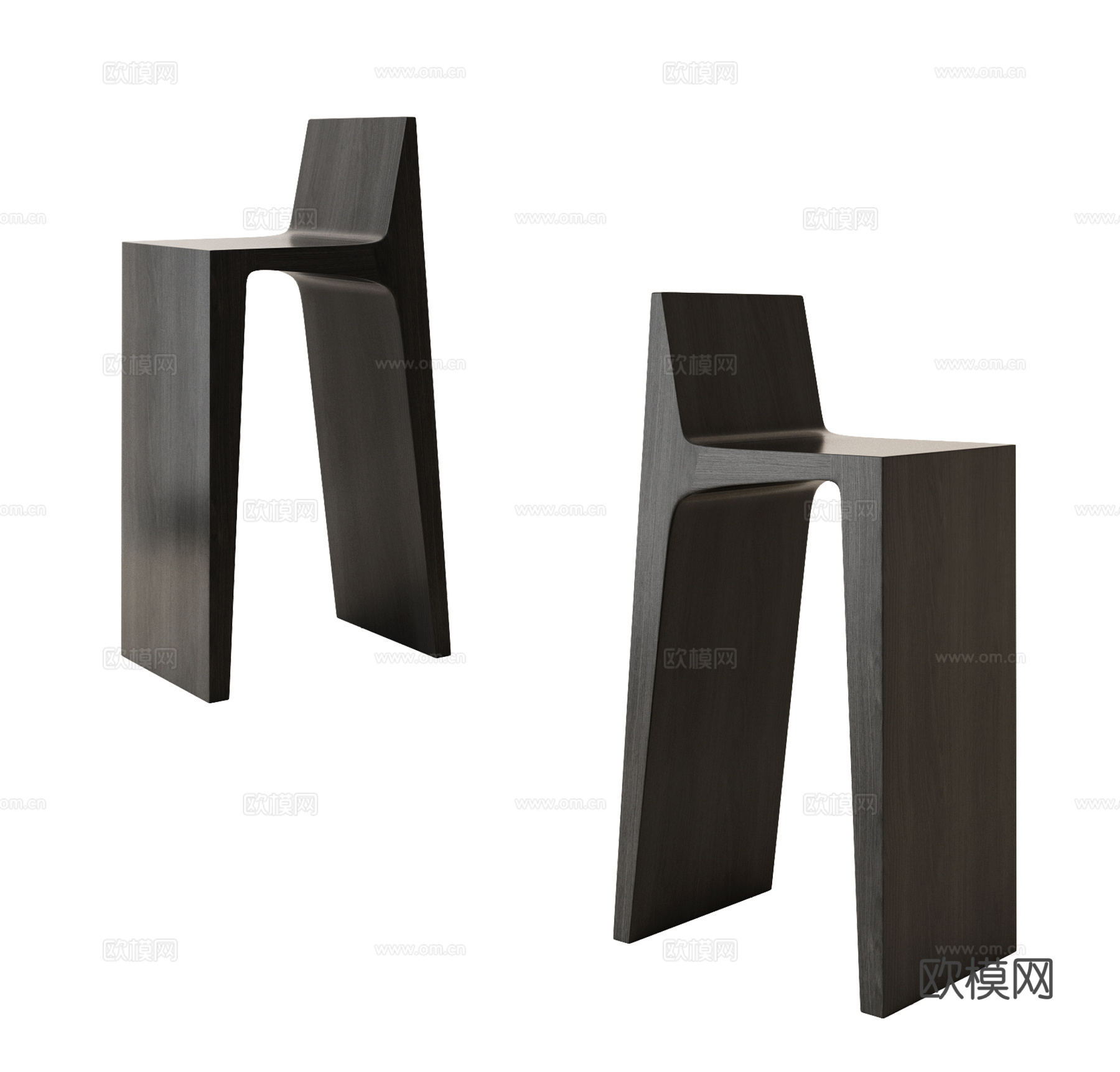 现代复古吧凳 吧椅 高凳 木凳 凳子3d模型