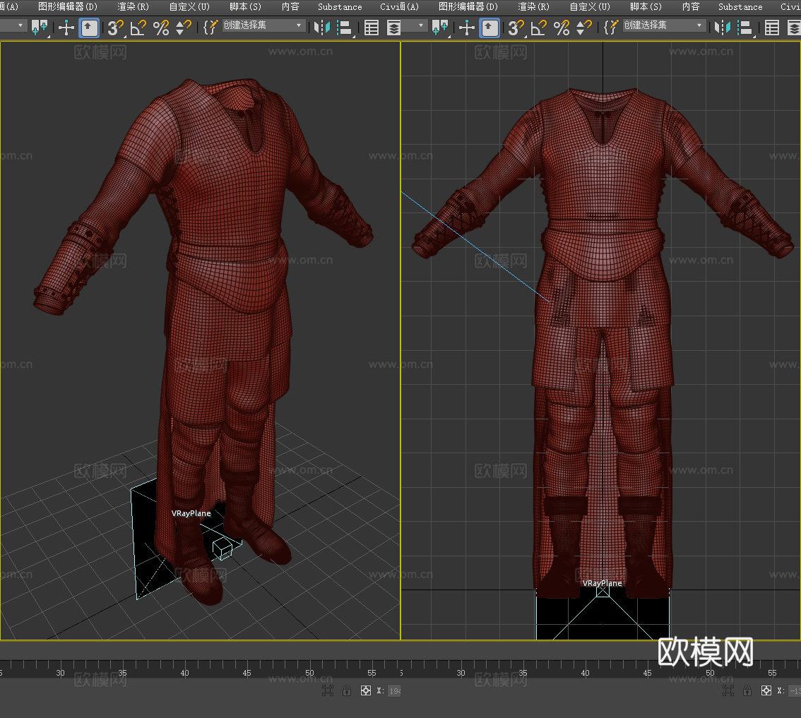 战士服装 中世纪服装 铠甲 锁子甲 皮甲 套装 古装3d模型
