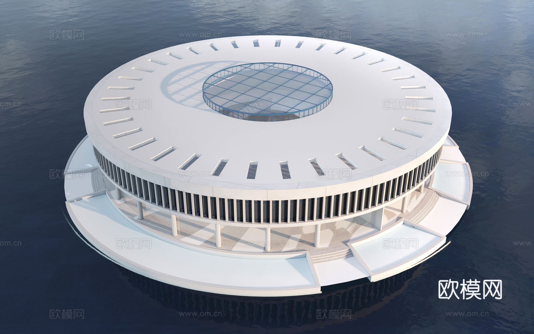 现代圆形建筑 公共建筑 圆形图书馆建筑 展览馆建筑su模型
