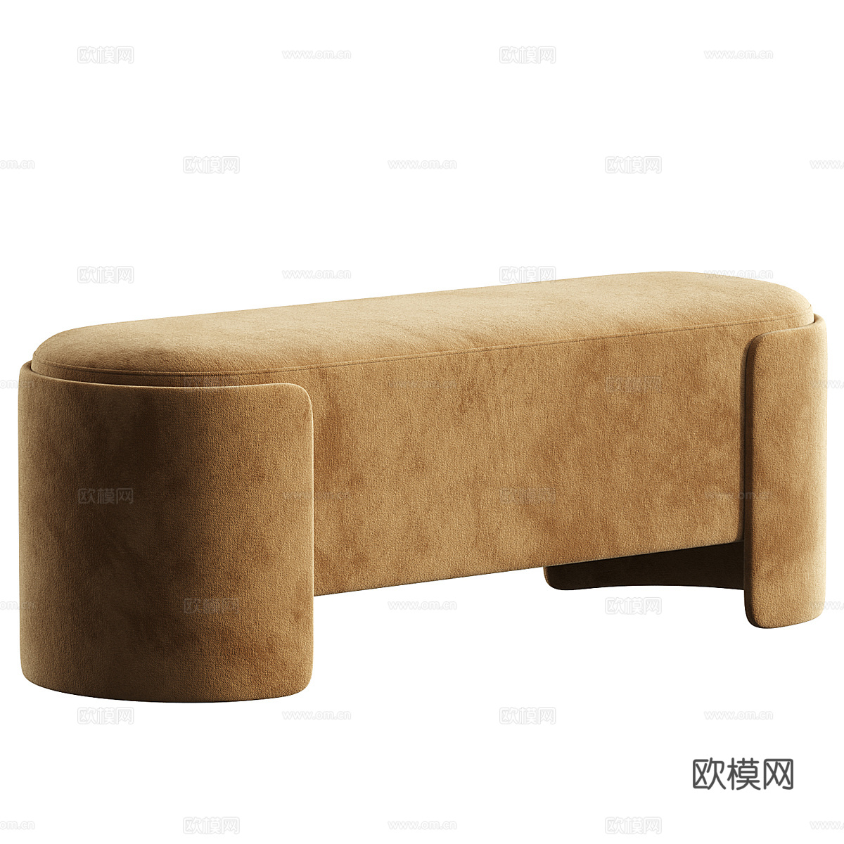 现代奶油风布艺长凳3d模型