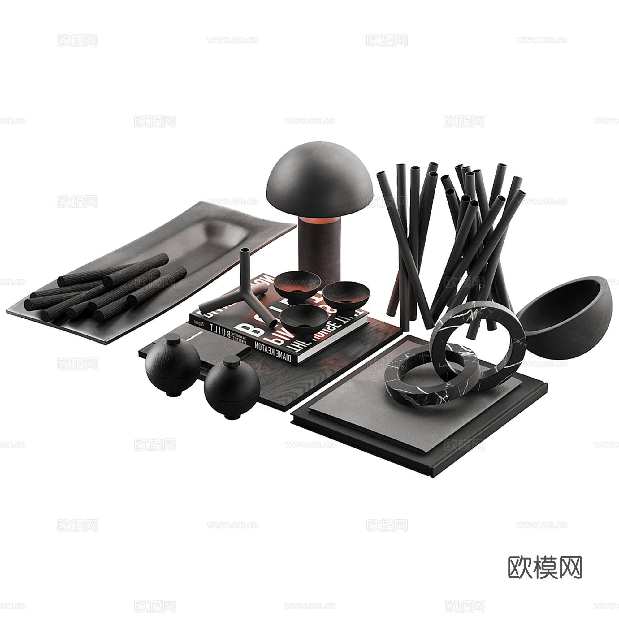 现代饰品摆件组合su模型