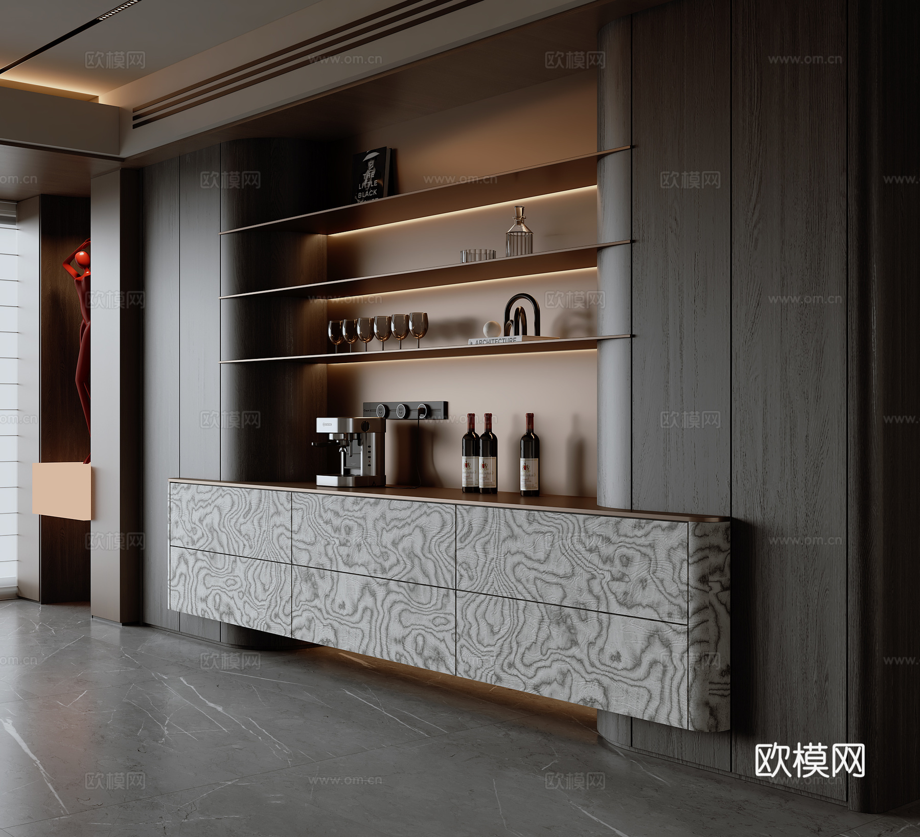 现代意式餐边柜3d模型