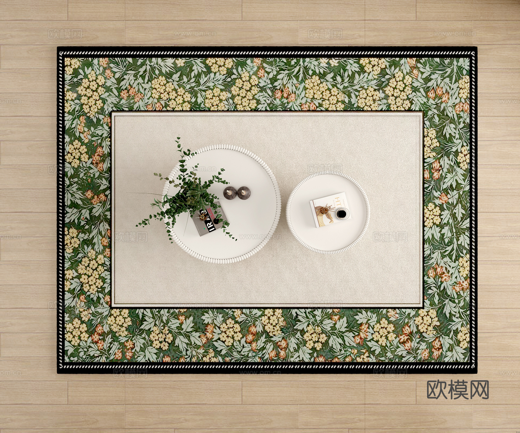 中古植物花纹地毯3d模型