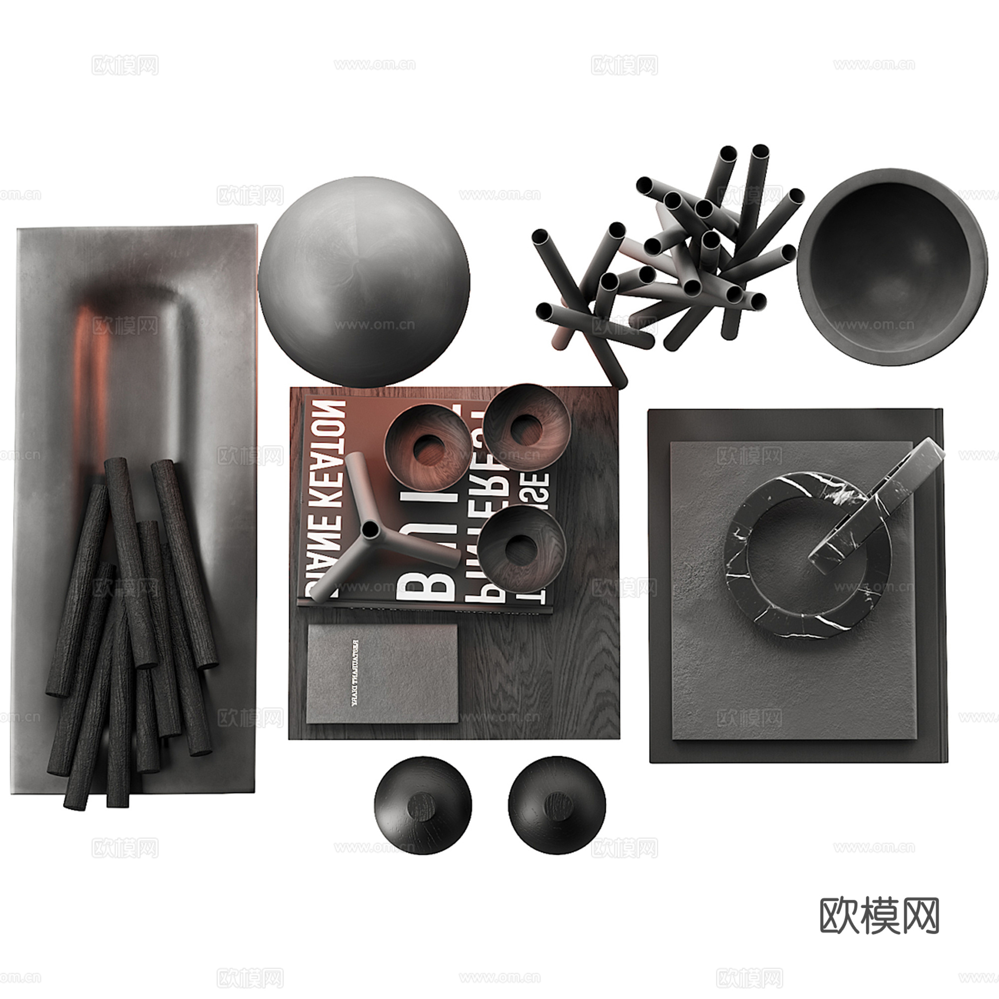现代饰品摆件组合su模型