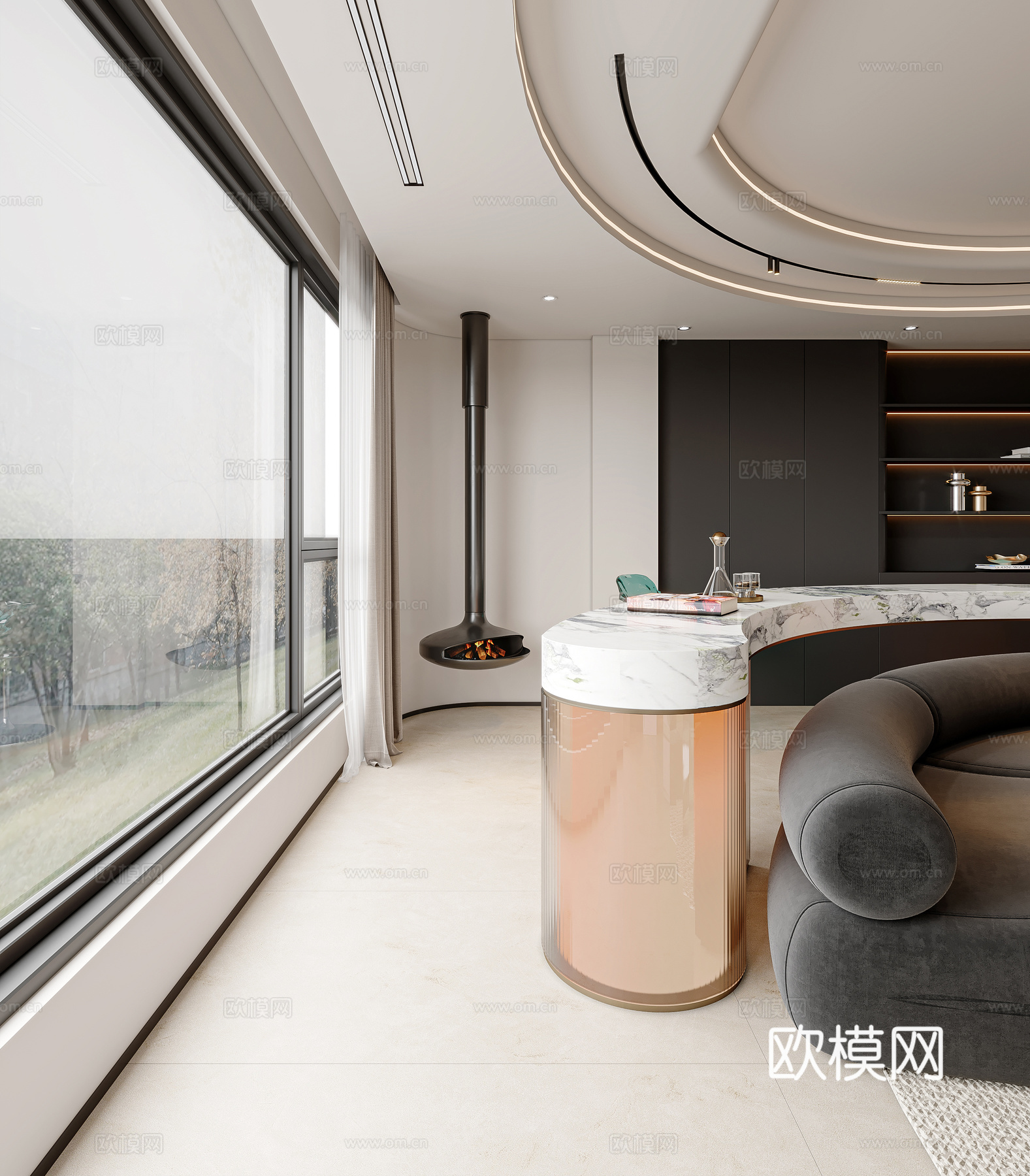 意式轻奢客餐厅3d模型