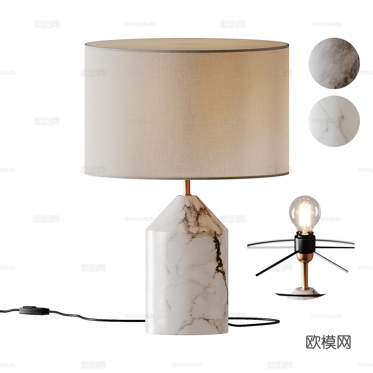现代意式大理石台灯3d模型