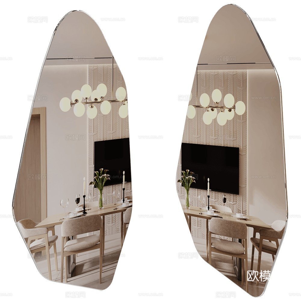Almaz Lux 现代镜子 异形镜子 装饰镜 卫浴镜 化妆su模型