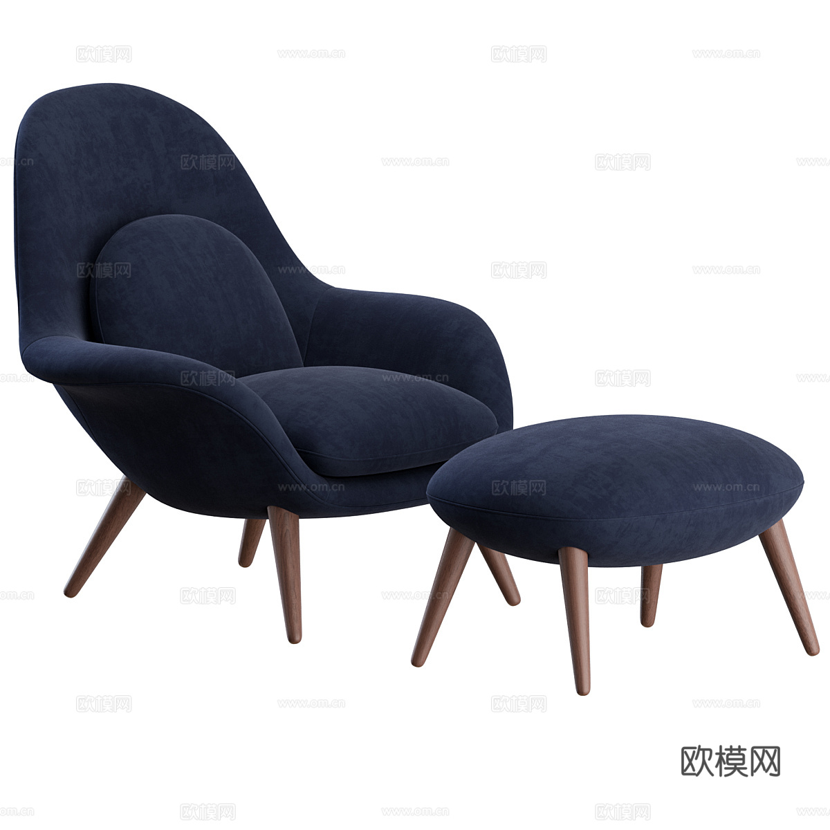 现代奶油风布艺休闲椅3d模型