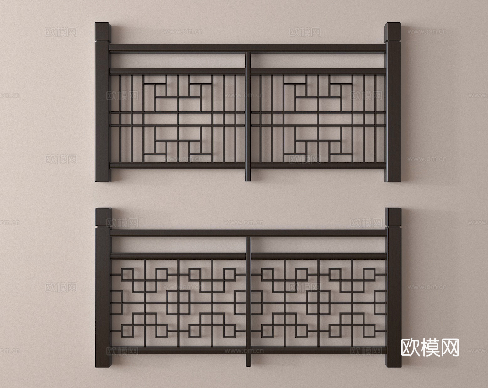 中式护栏 栅栏 围栏 栏杆3d模型