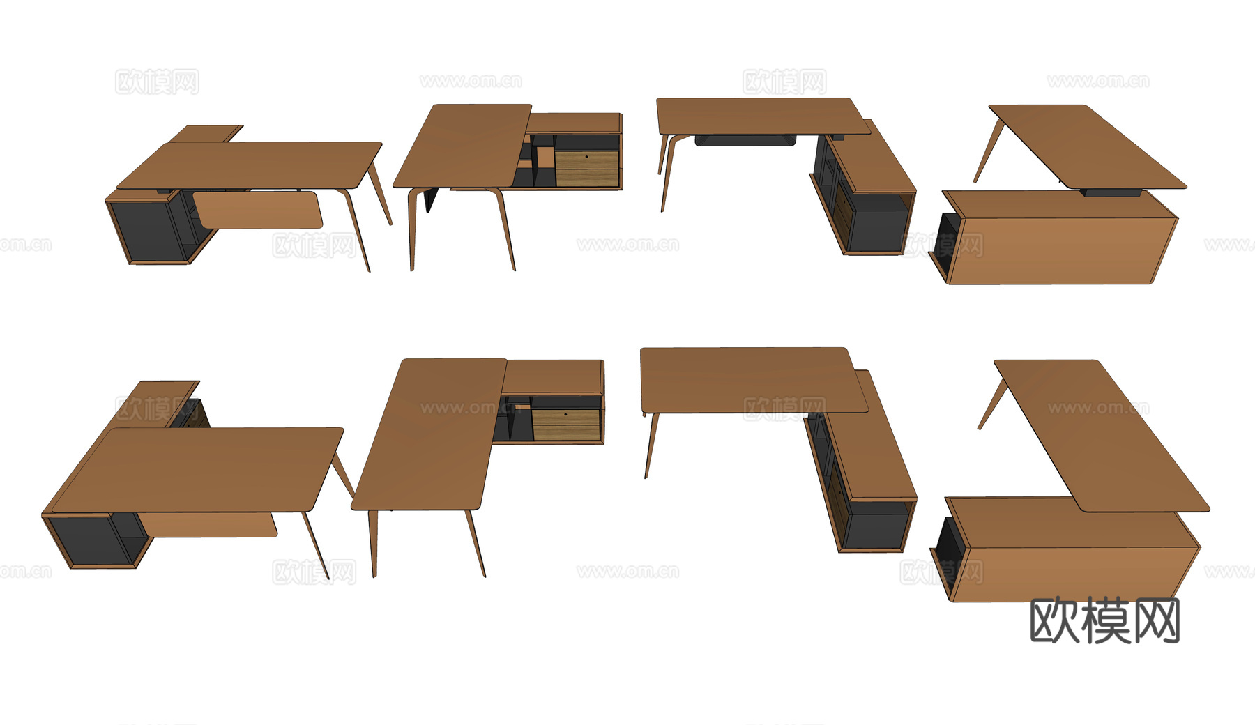 现代铁艺极简办公桌 创意办公桌 艺术造型办公桌 极简办公桌su模型