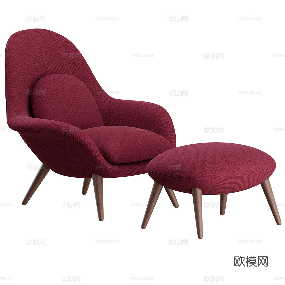 现代奶油风布艺休闲椅3d模型