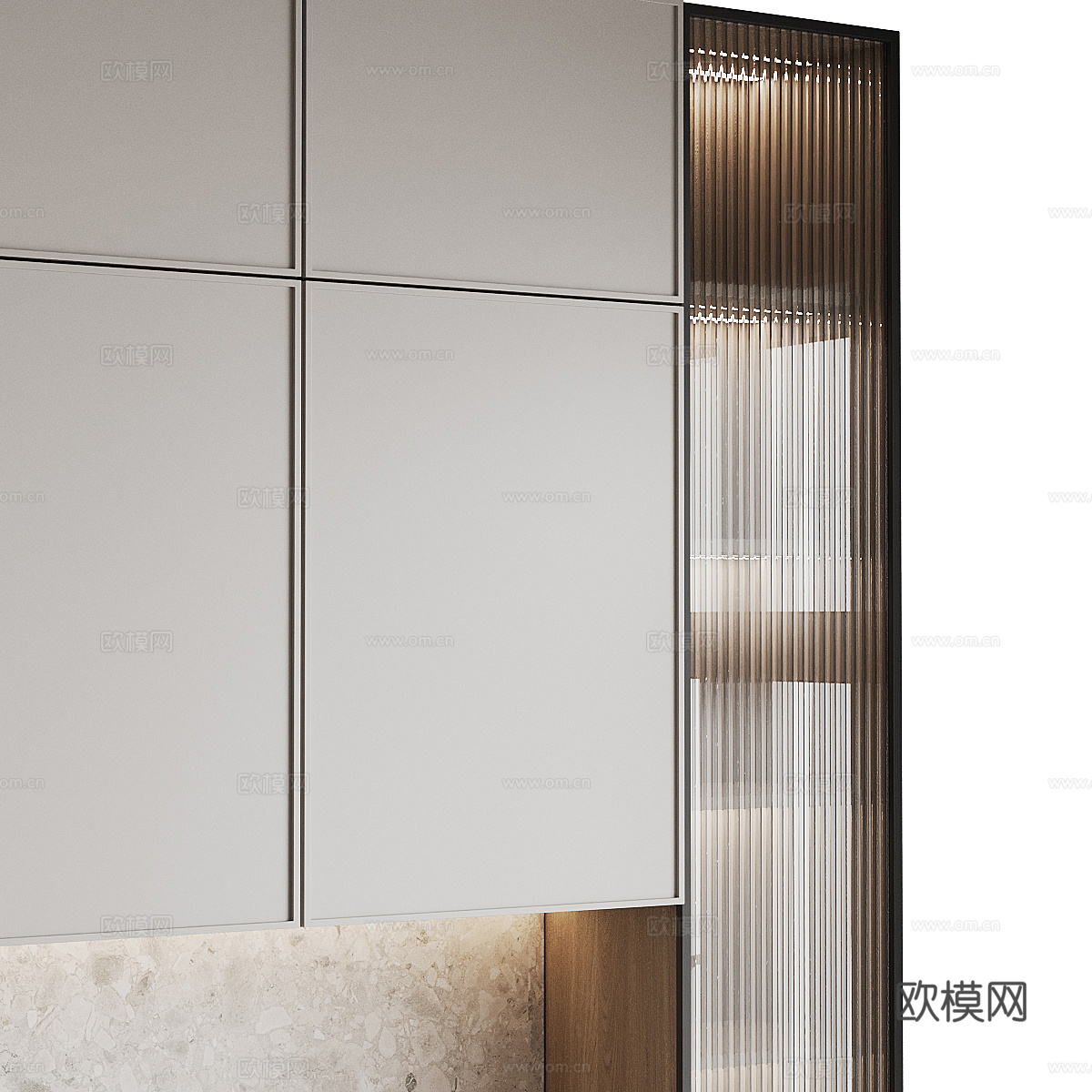 现代意式极简橱柜3d模型