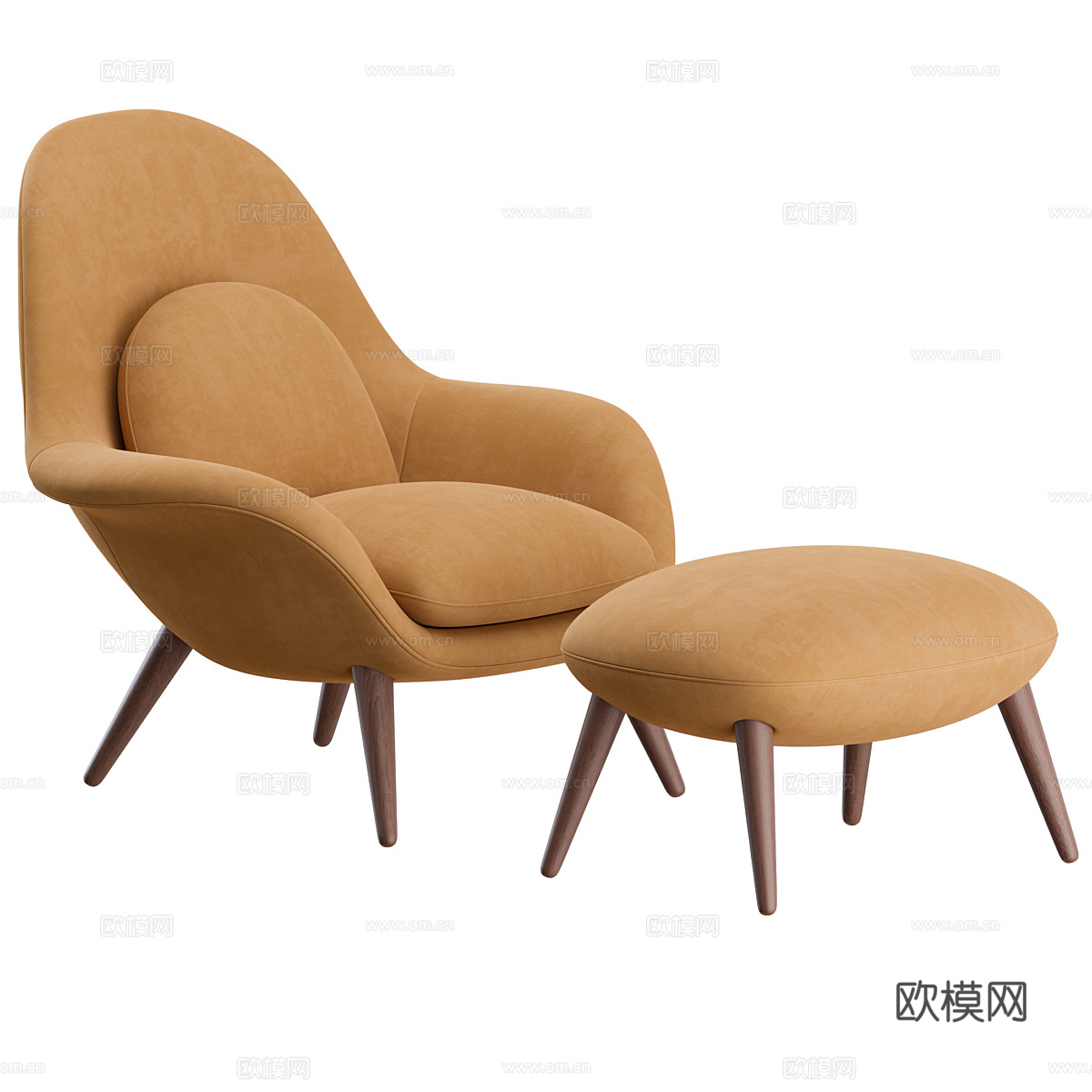 现代奶油风布艺休闲椅3d模型