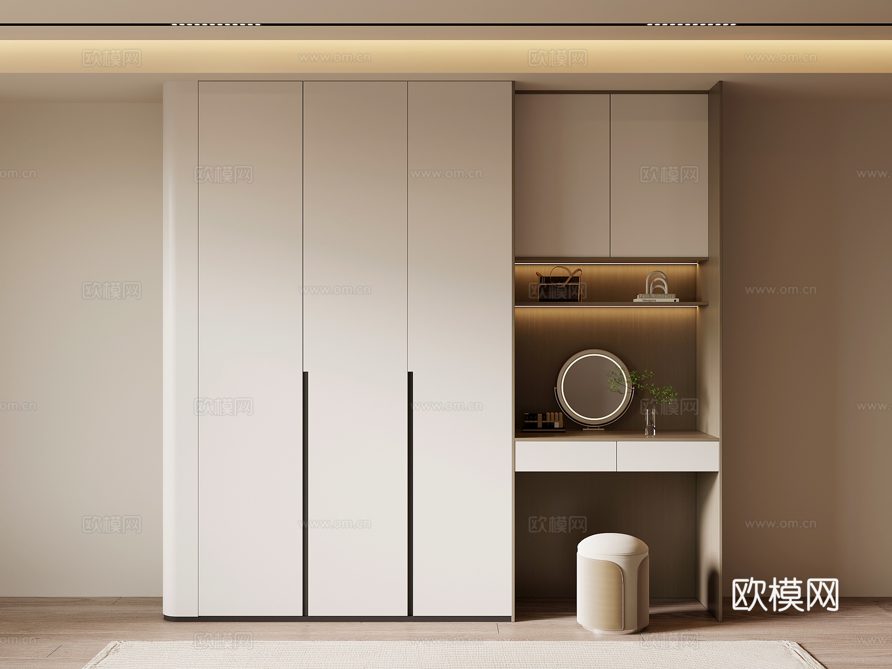 现代简约衣柜 梳妆台3d模型