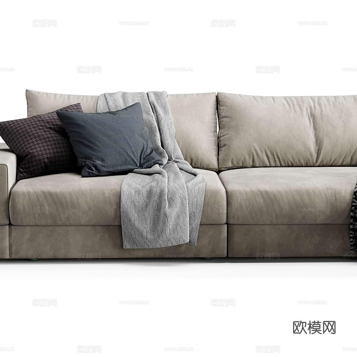 现代意式布艺转角沙发3d模型