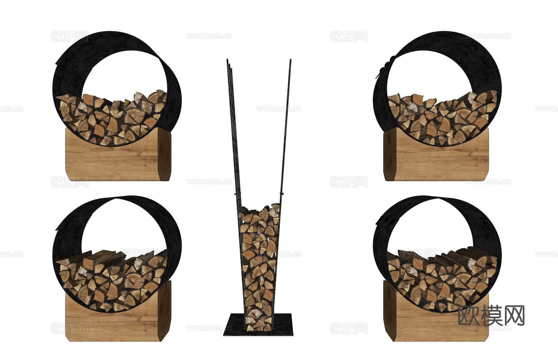 现代壁炉柴火架 极简柴火木头架子 户外柴火架子 木头木材架su模型