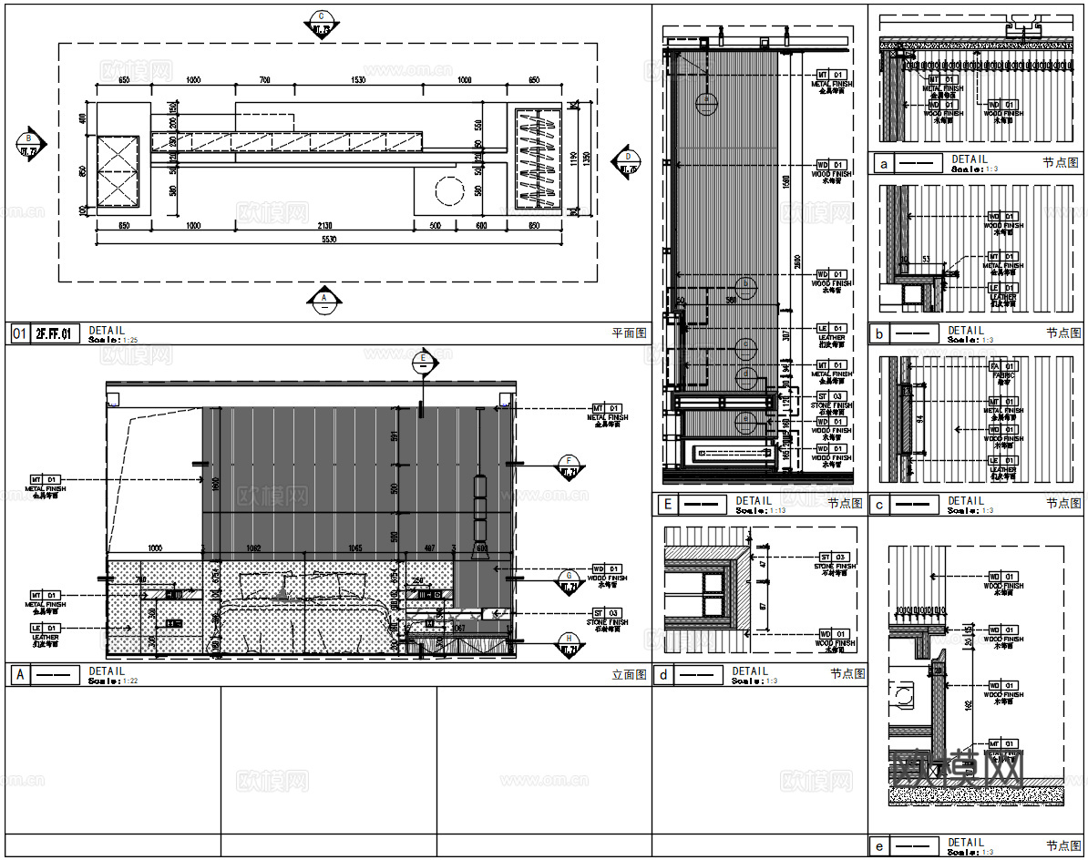 梳妆台化妆柜床头背景卧室迷你吧柜衣柜cad施工图