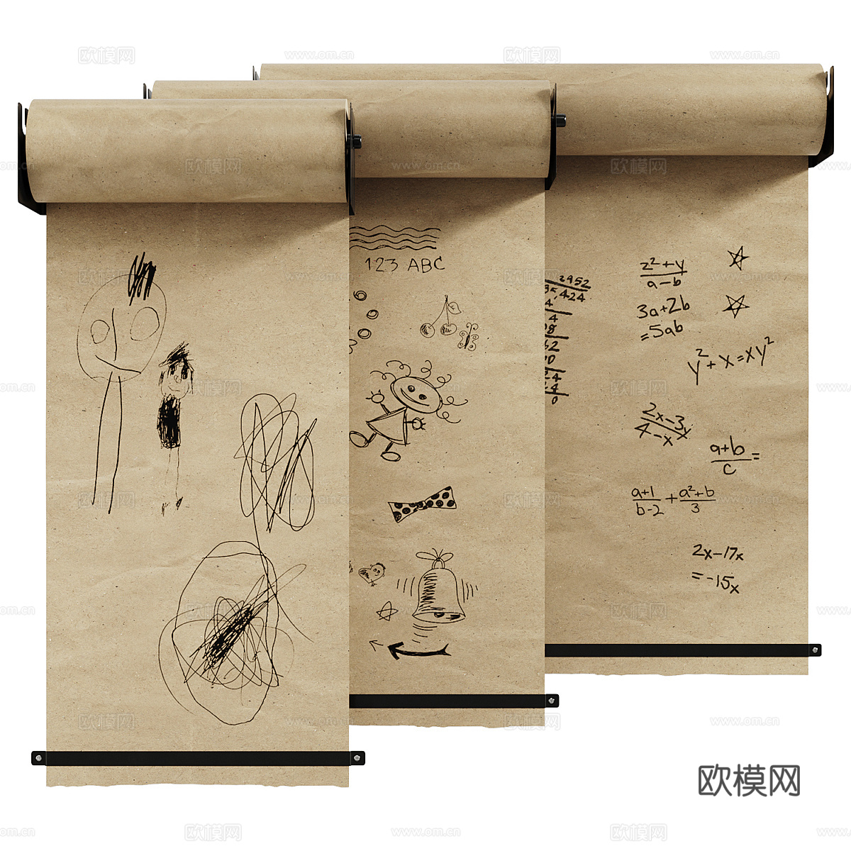 现代牛皮纸卷架3d模型