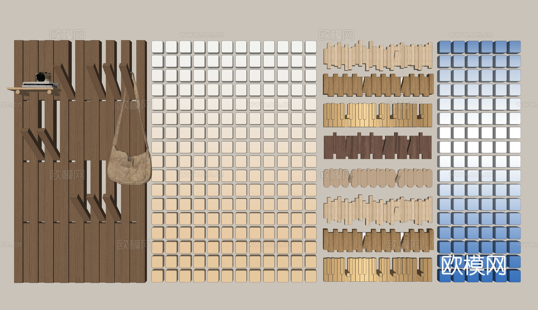 现代挂衣钩 玄关衣帽挂衣钩 创意挂钩 入户挂衣钩 木挂钩su模型