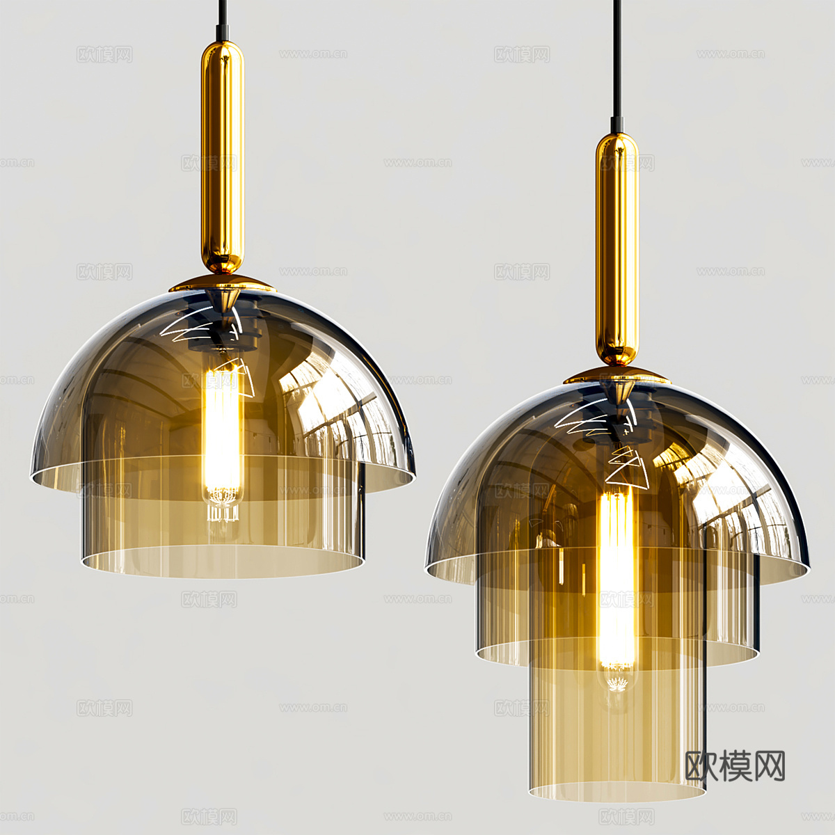 现代轻奢玻璃装饰吊灯3d模型