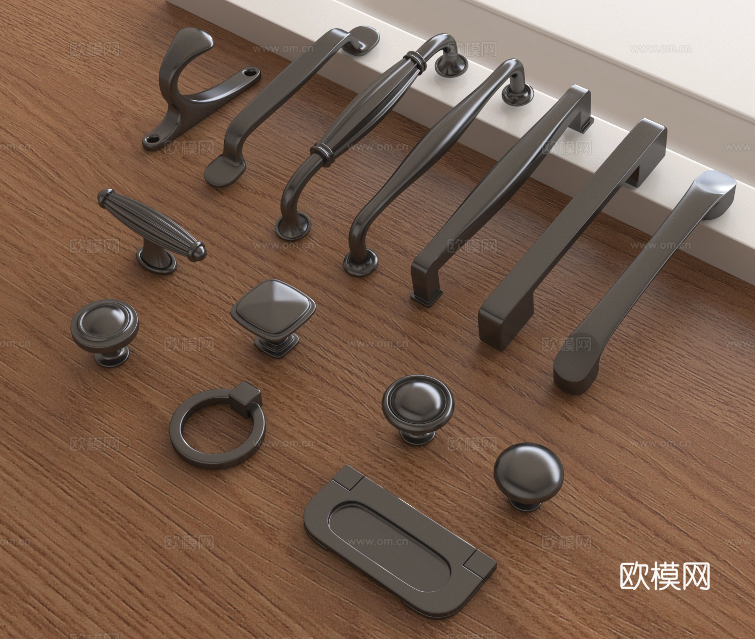 柜门拉手 抽屉拉手 门把手 门拉手3d模型