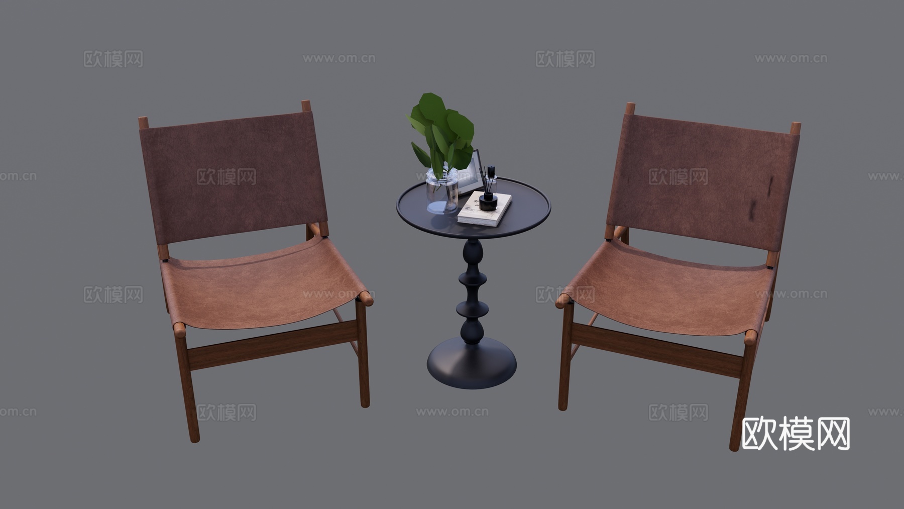 中古风单椅茶几组合su模型