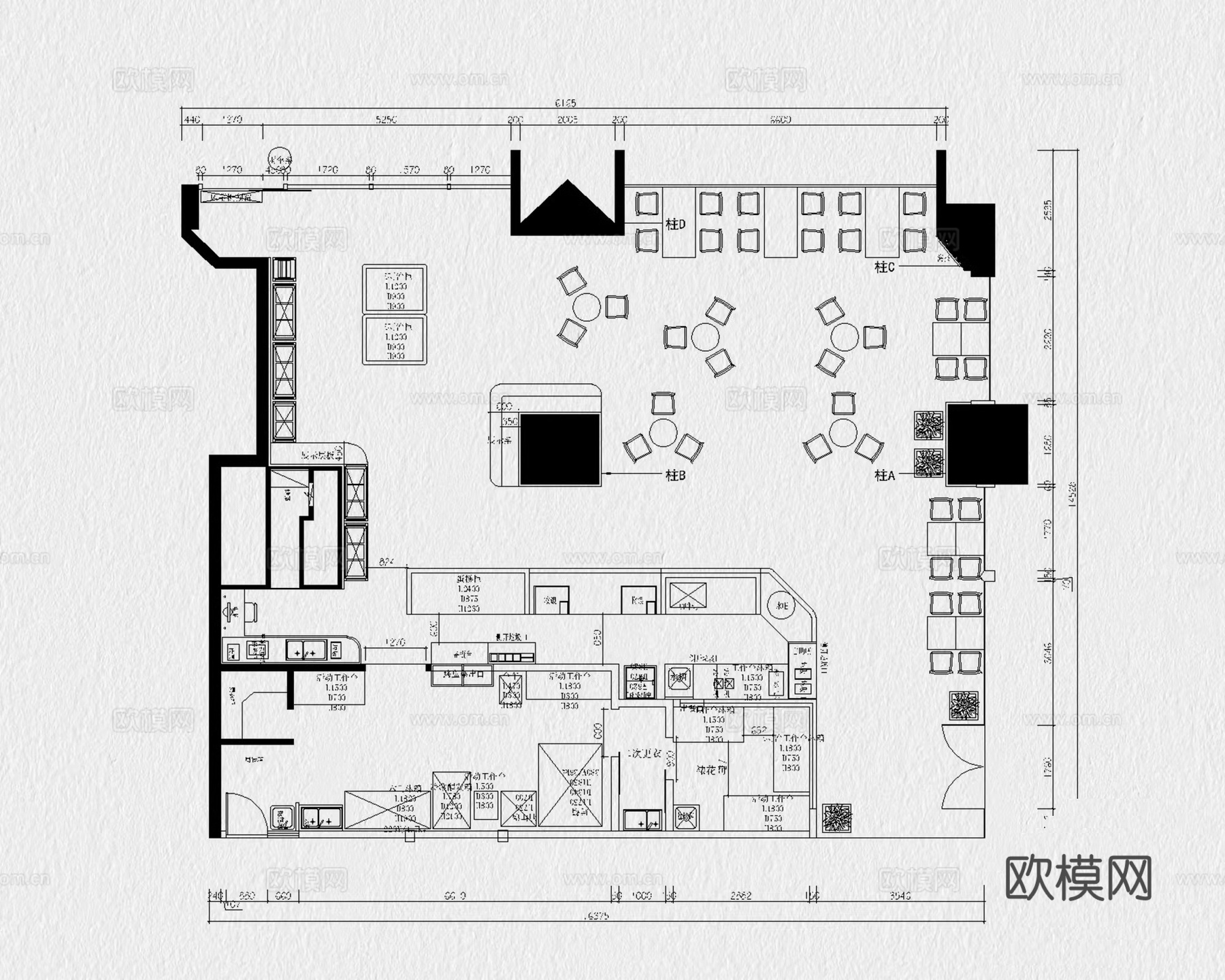 蛋糕店 烘焙店 甜品店 甜品烘焙店 面包店 奶油蛋糕店cad施工图