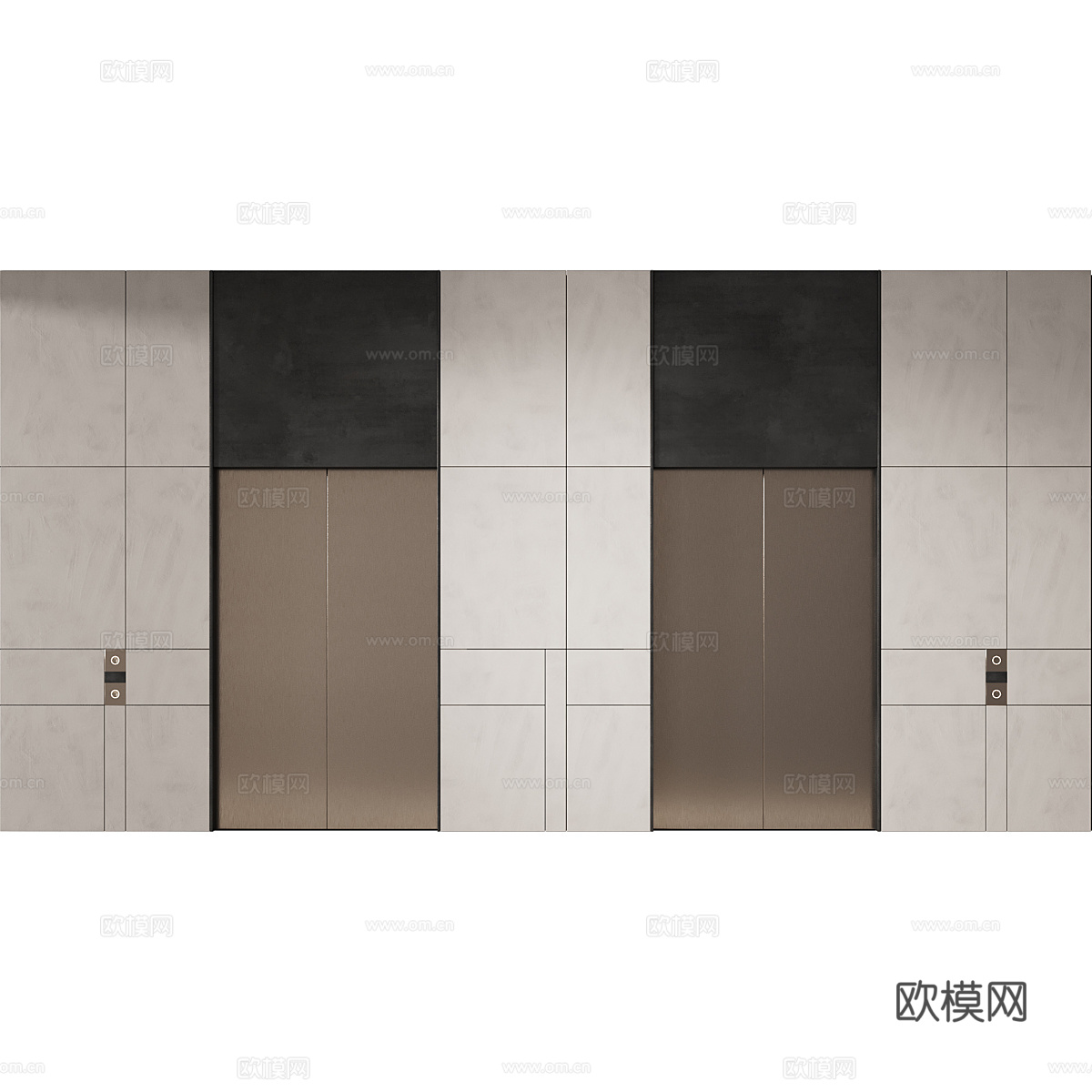 现代轻奢极简电梯厅3d模型