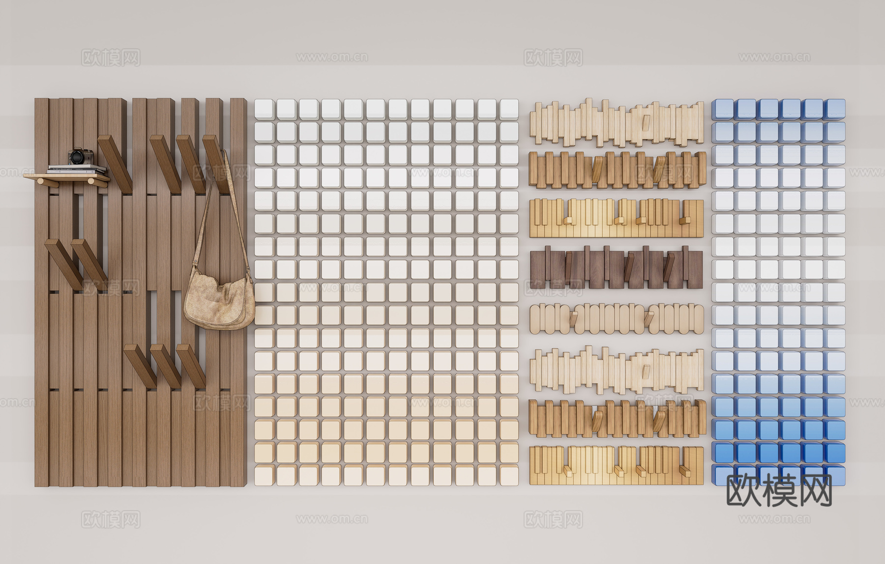 现代挂衣钩 玄关衣帽挂衣钩 创意挂钩 入户挂衣钩 木挂钩su模型