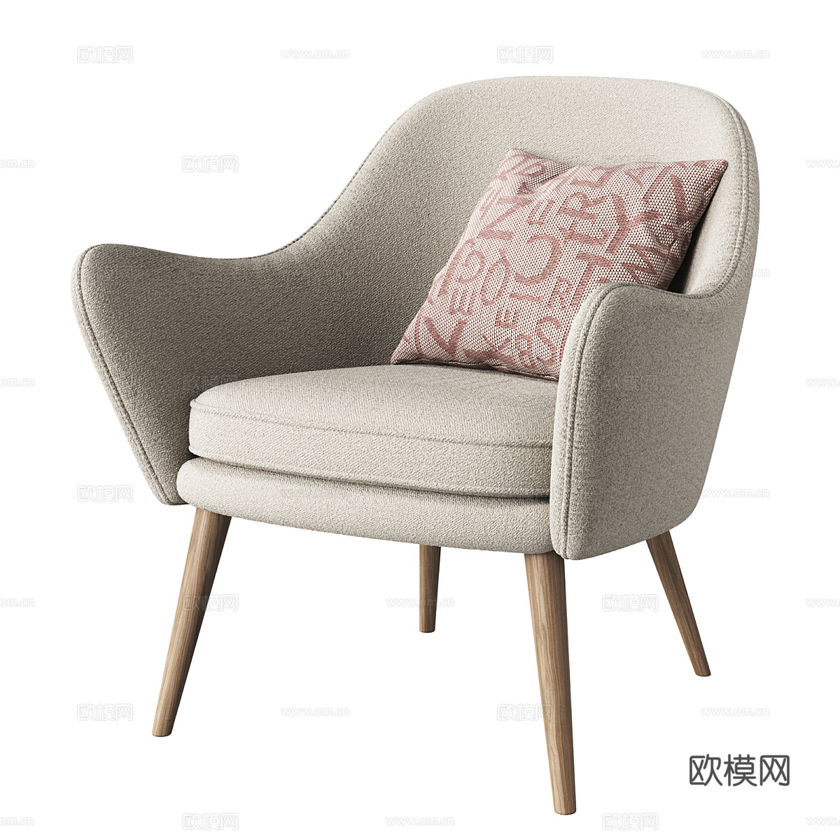 现代北欧布艺休闲椅3d模型
