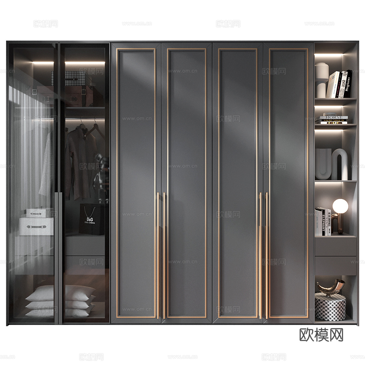 新中式轻奢开门衣柜3d模型