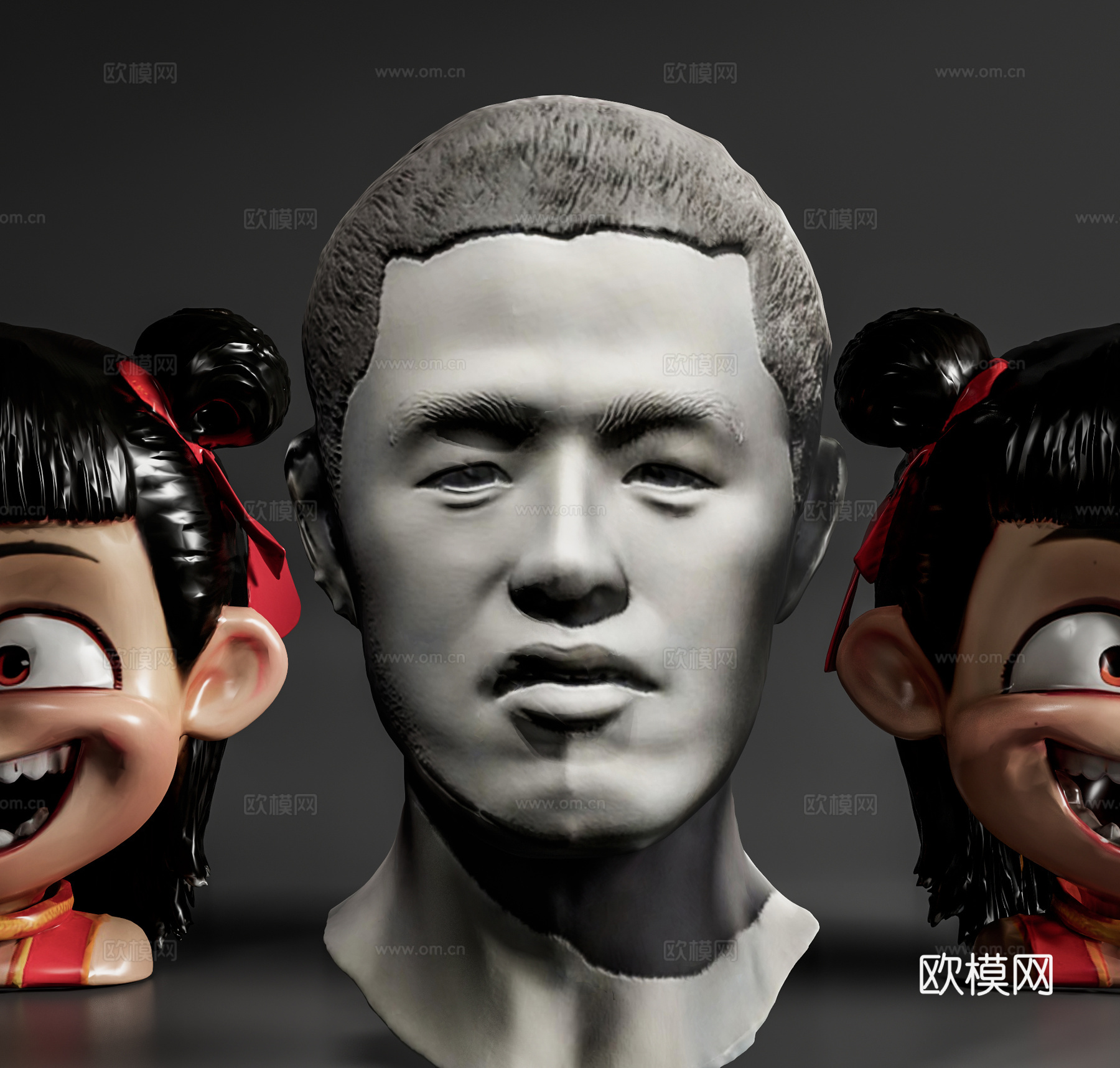 现代雕塑摆件 哪吒 饺子 饺子导演 哪吒之魔童闹海 哪吒手办su模型