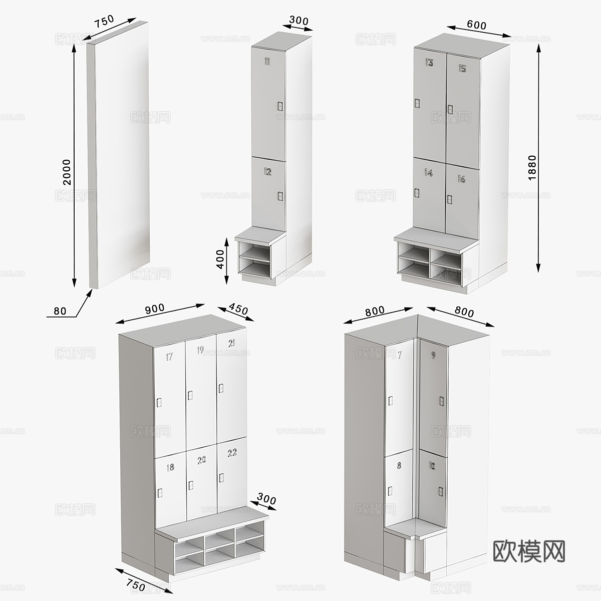 现代极简储物柜3d模型