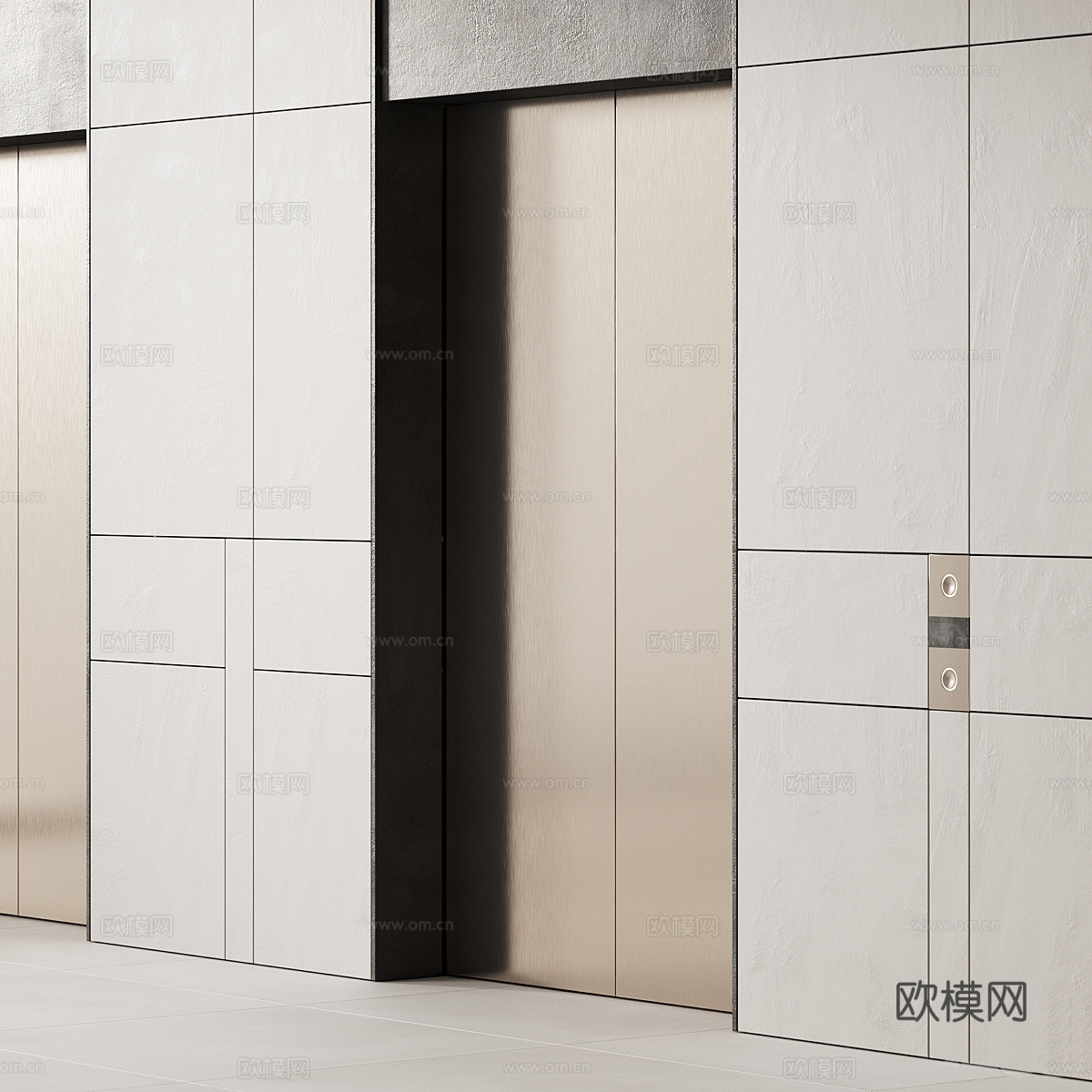 现代轻奢极简电梯厅3d模型