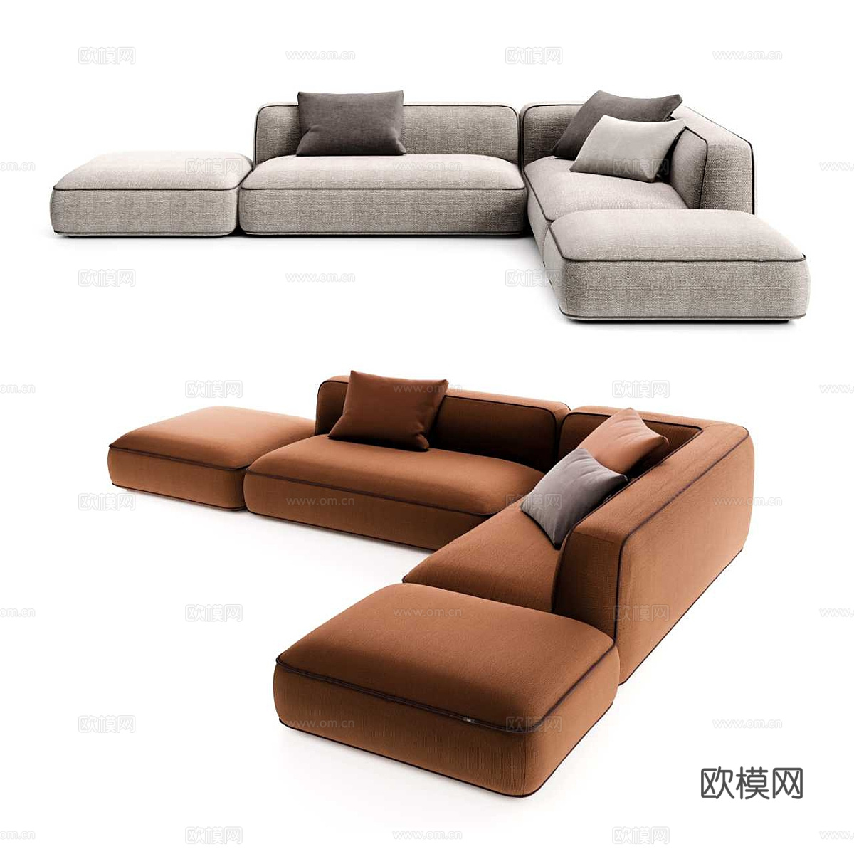 现代简约双人沙发 双人沙发 简约沙发 客厅沙发 抱枕3d模型