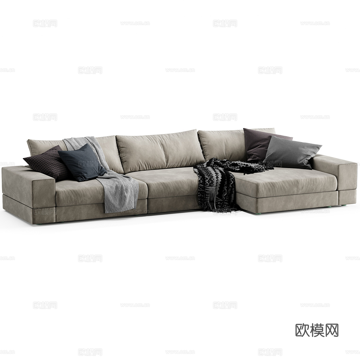 现代意式布艺转角沙发3d模型