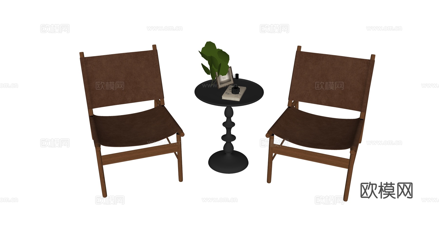 中古风单椅茶几组合su模型