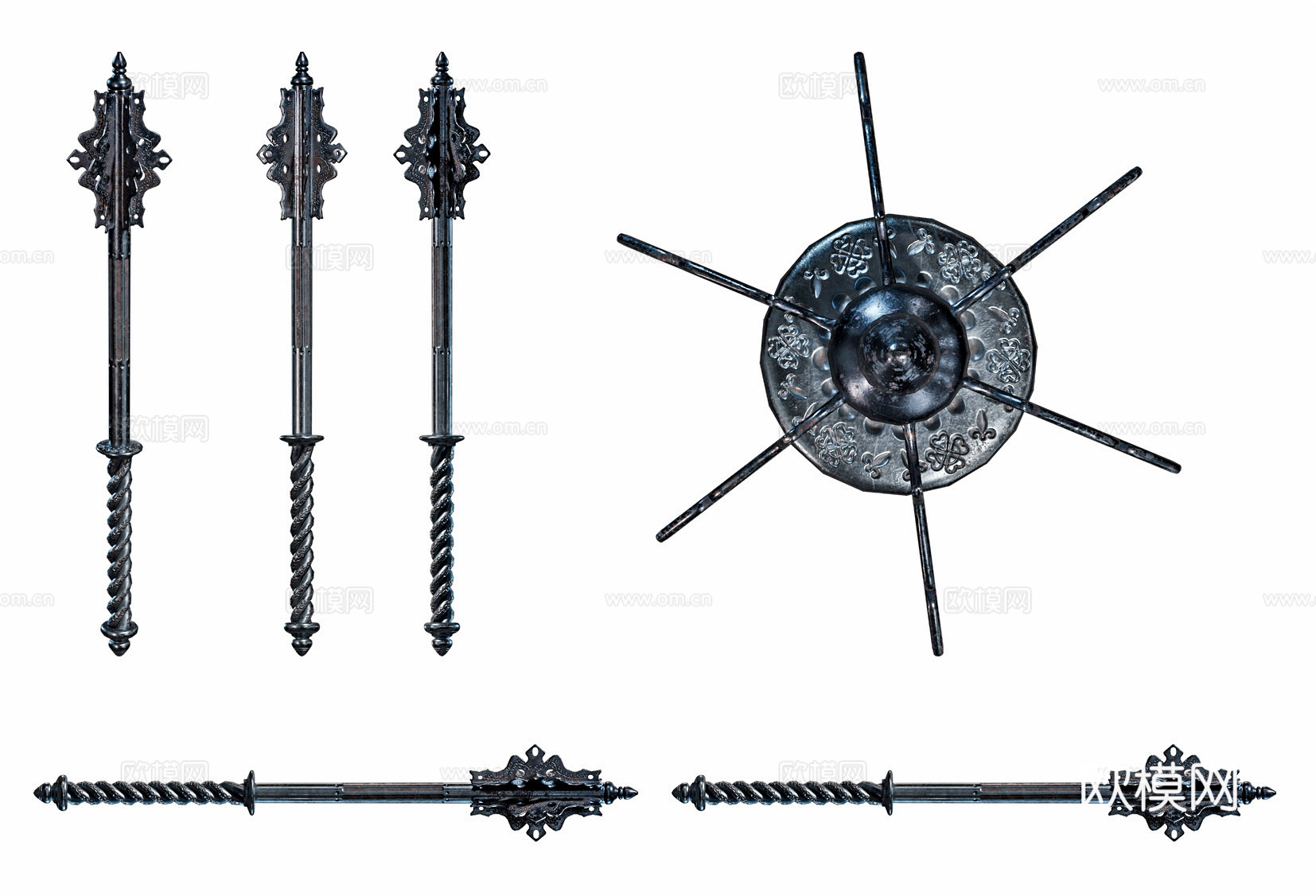 现代狼牙棒 狼牙棒武器 中世纪武器 冷兵器狼牙棒su模型