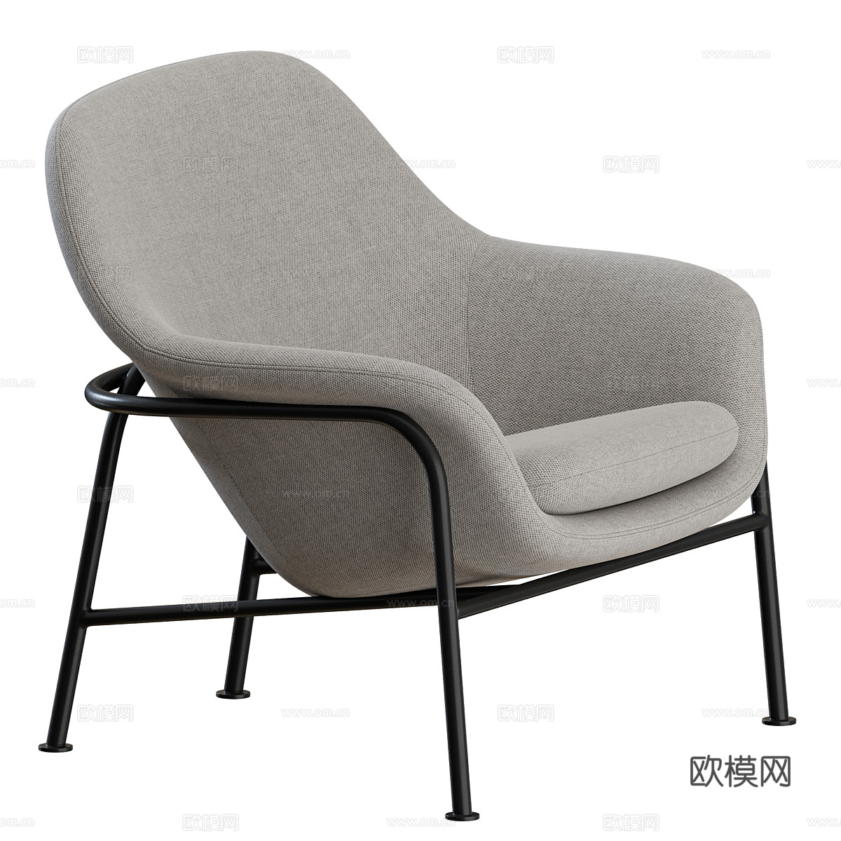 现代极简布艺休闲椅3d模型