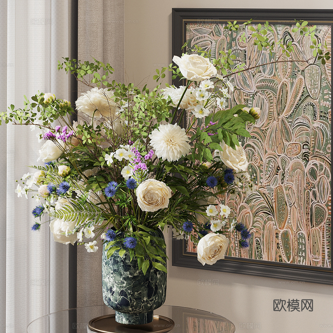 花艺摆件 花艺盆栽 绿植花艺 花艺花瓶3d模型