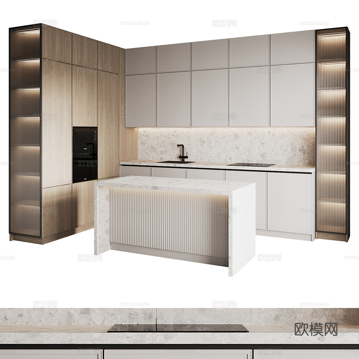 现代意式极简橱柜3d模型