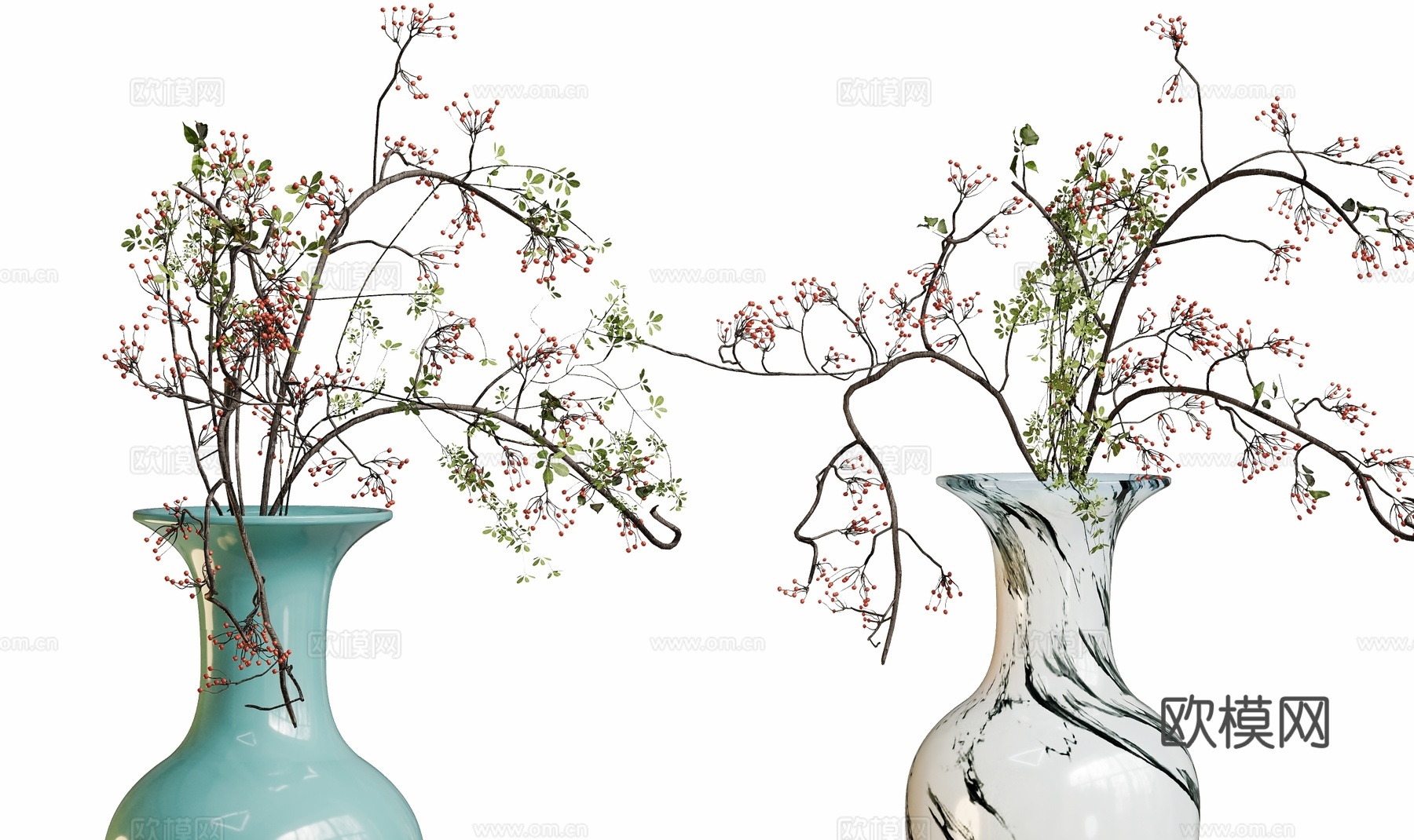 现代花瓶植物摆件3d模型