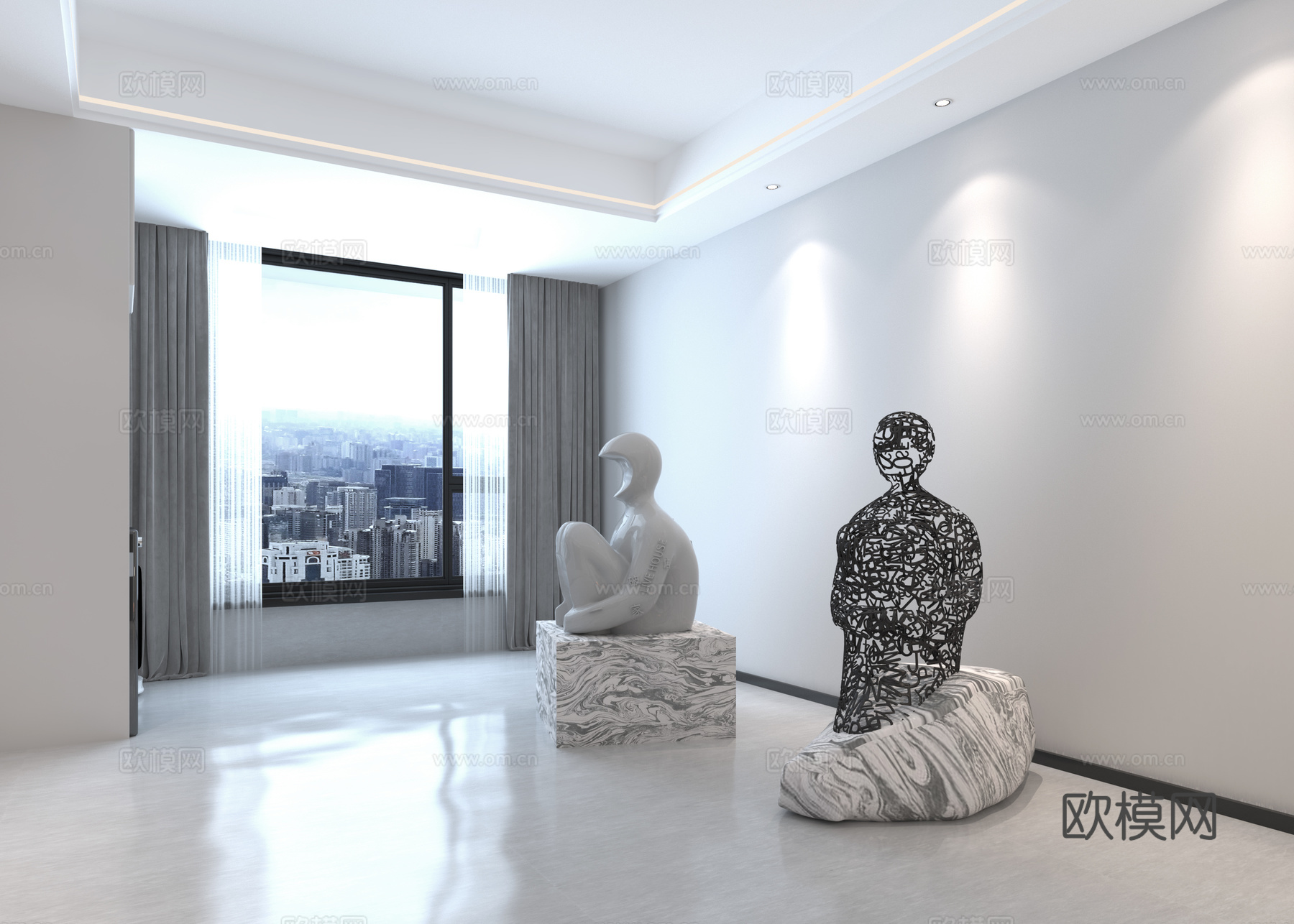 现代人物抽象雕塑3d模型
