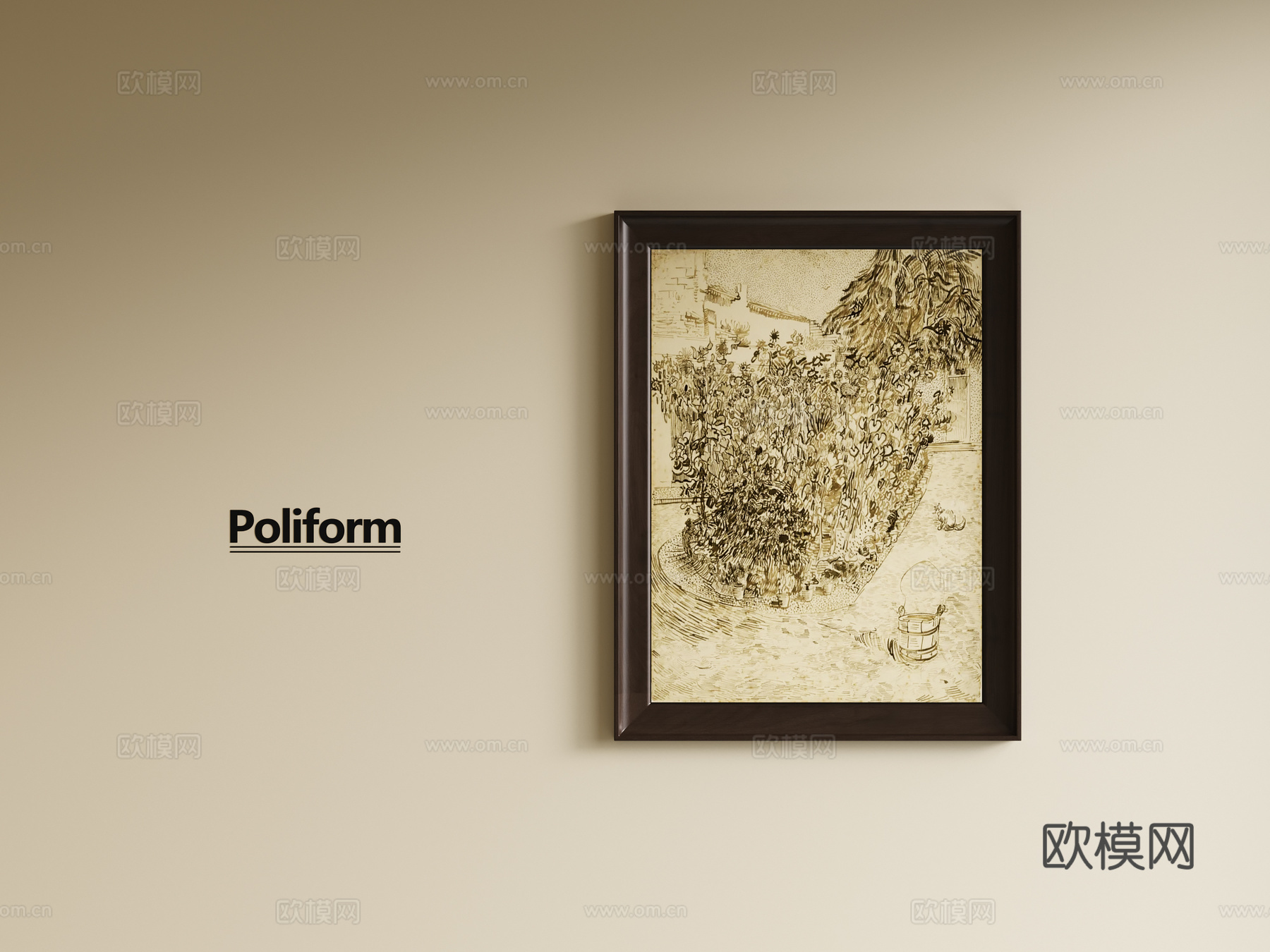 现代中古装饰画挂画3d模型