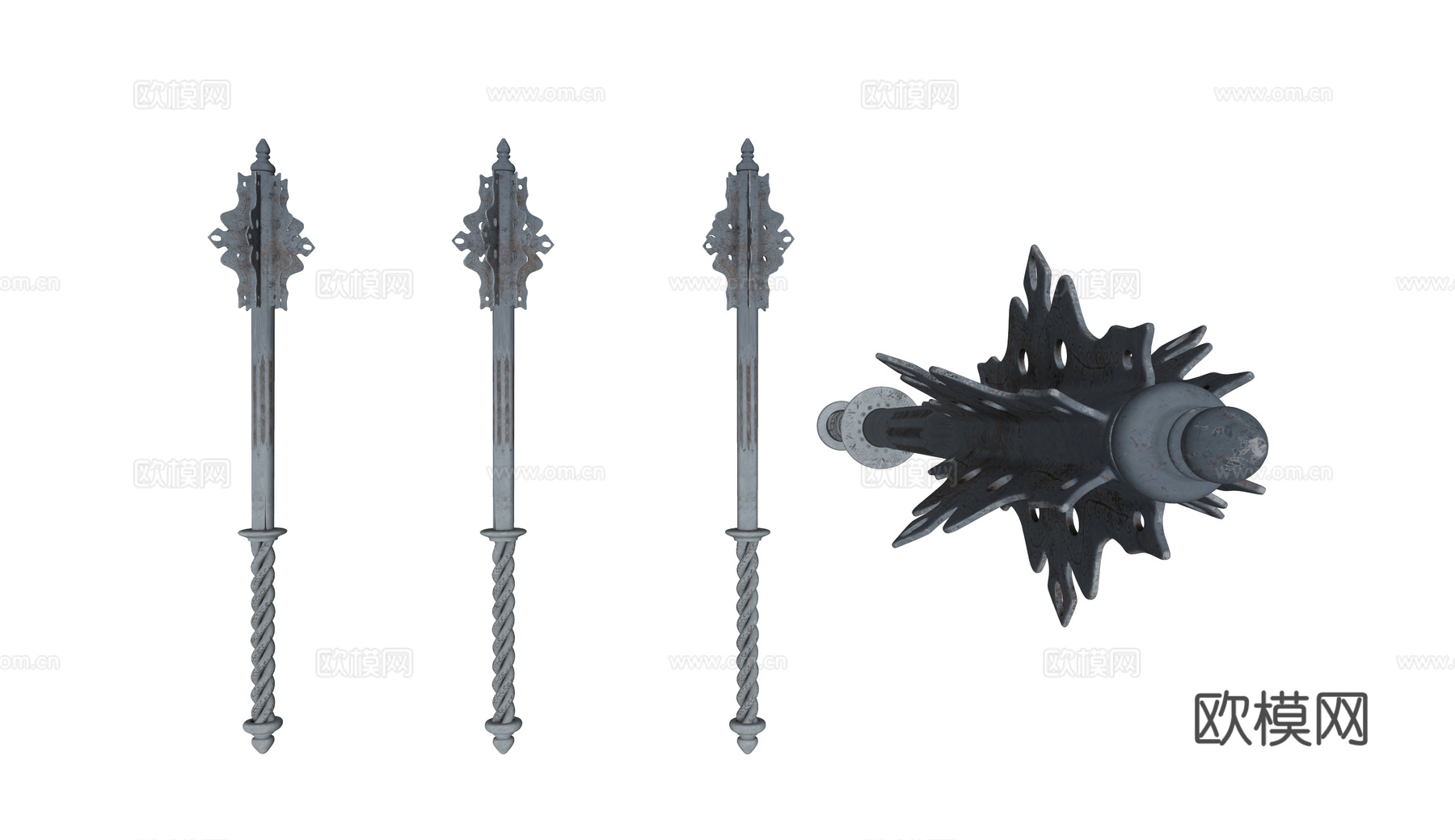现代狼牙棒 狼牙棒武器 中世纪武器 冷兵器狼牙棒su模型
