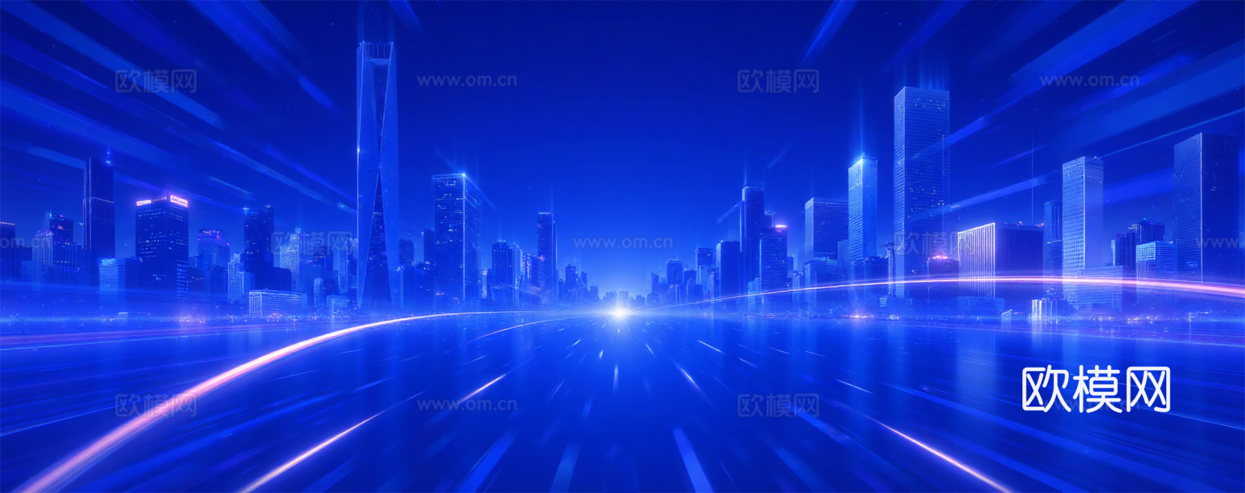 现代科技蓝色城市线条背景