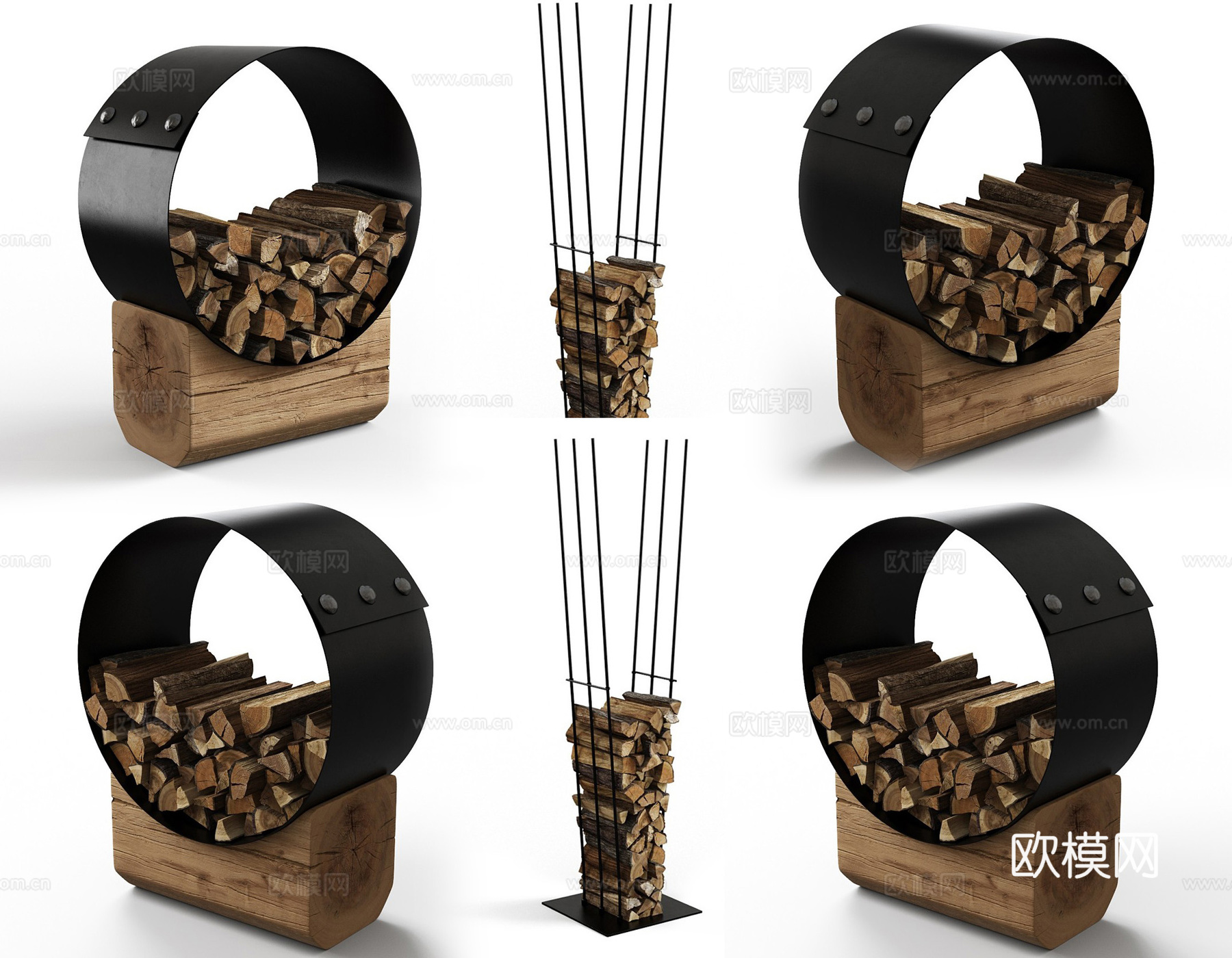 现代壁炉柴火架 极简柴火木头架子 户外柴火架子 木头木材架su模型
