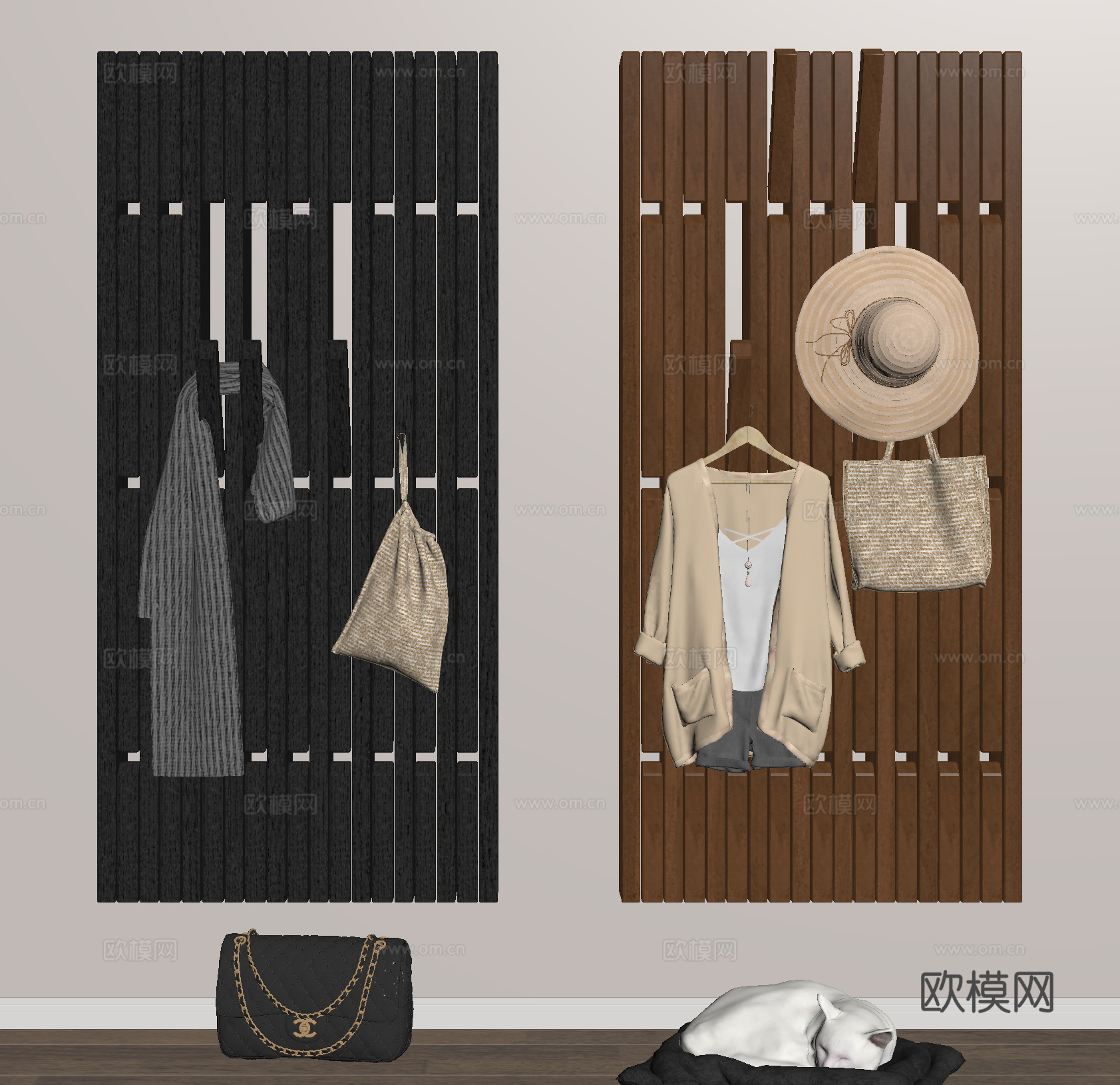 钢琴板 衣帽钩 衣服 帽子su模型