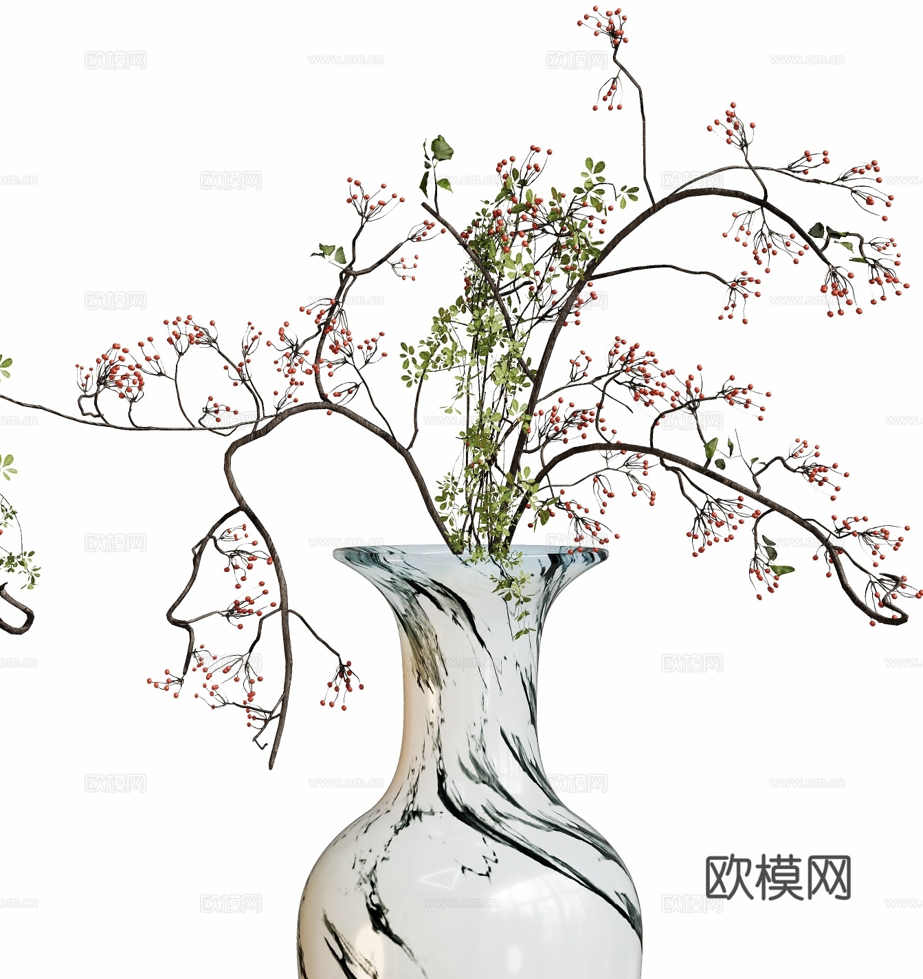现代花瓶植物摆件3d模型