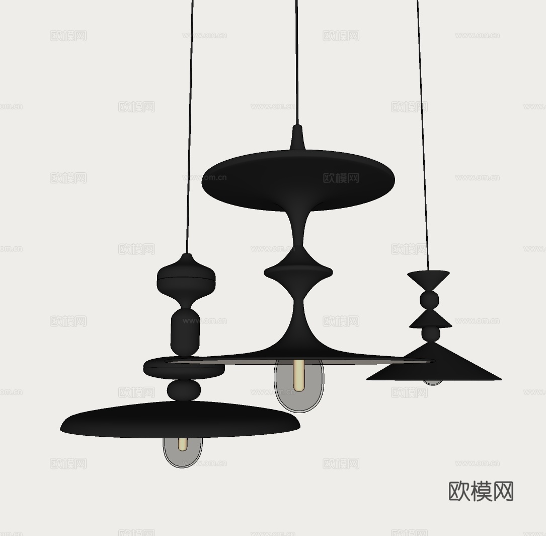 复古风吊灯 中古风吊灯 意式餐厅吊灯 法式吊灯 床头小吊灯su模型